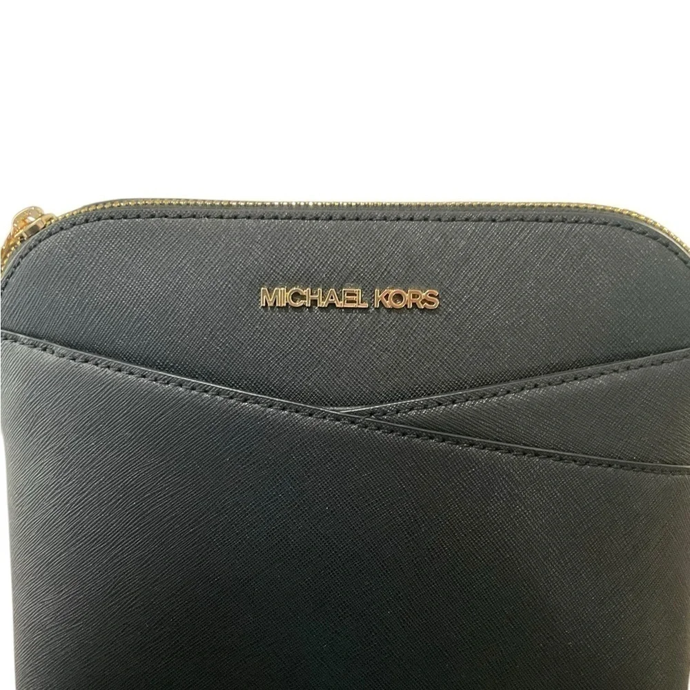 Michael Kors Black and Gold Medium Dome Crossbody Bag